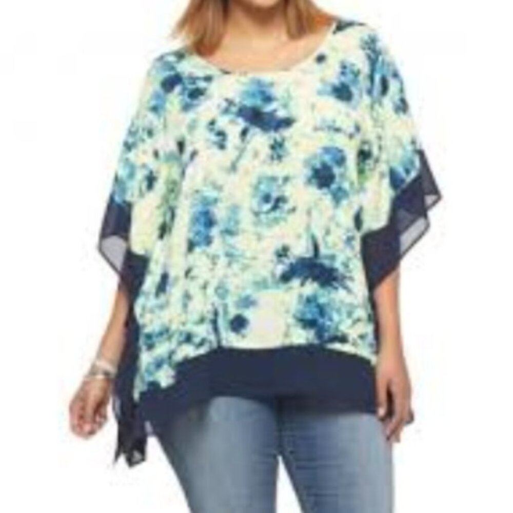 Ava & Viv Flutter Sleeve Top Poncho, Size 1X